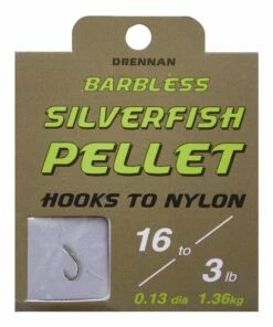 Drennan Silverfish Pellet Barbless Hooks To Nylon Terminal Tackle