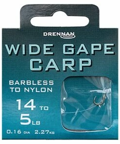 Drennan Wide Gape Carp Barbless Hooks To Nylon Terminal Tackle