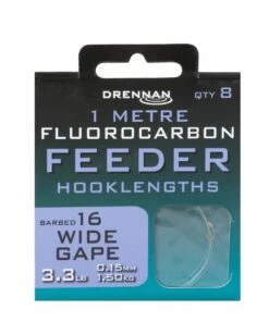 Drennan Wide Gape Flurocarbon Feeder Rig 1m Terminal Tackle -Drennan Online Store drennan 1 metre fluorocarbon feeder hooklengths barbed 1