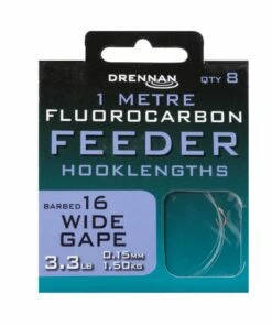 Drennan Wide Gape Flurocarbon Feeder Rig 1m Terminal Tackle -Drennan Online Store drennan 1 metre fluorocarbon feeder hooklengths barbed 2