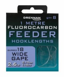 Drennan Wide Gape Flurocarbon Feeder Rig 1m Terminal Tackle -Drennan Online Store drennan 1 metre fluorocarbon feeder hooklengths barbed 3